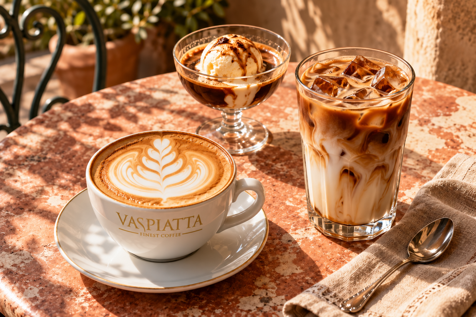 Cappuccino, kawa mrożona i affogato